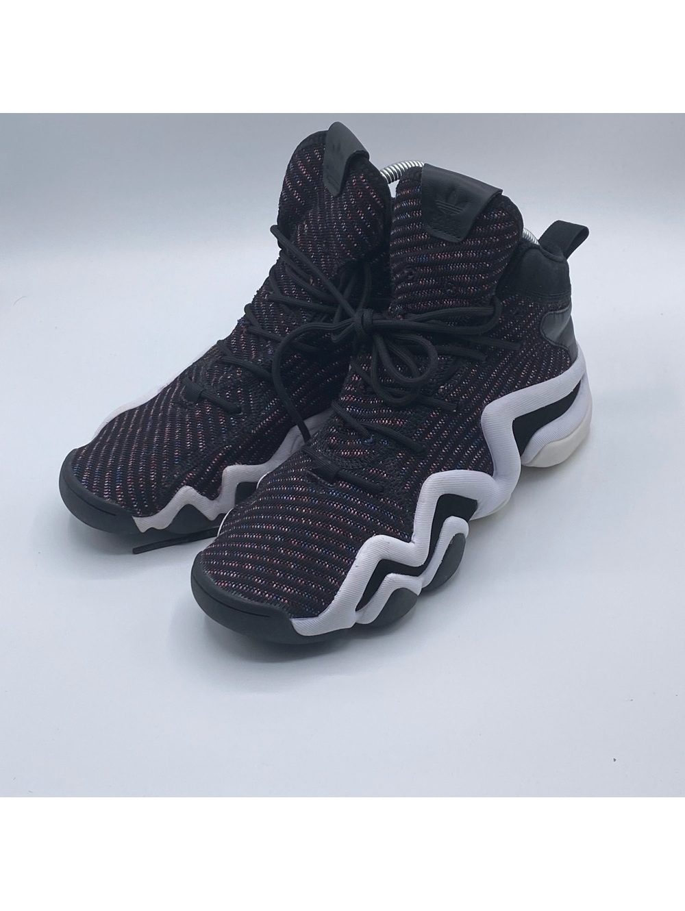 Adidas high top black purple sneakers